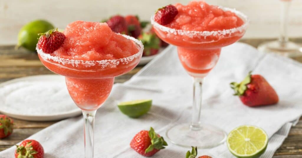 Ingredients for a Refreshing Strawberry Margarita on the Rocks